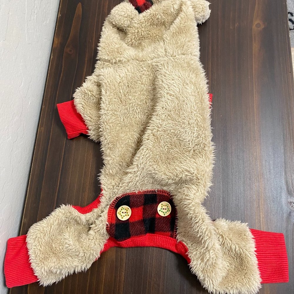KYEESE Dog Pajamas Christmas Reindeer with Bowtie Red Buffalo Check Size Medium